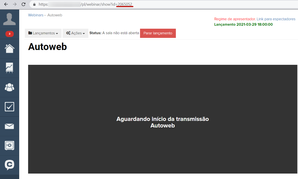 		<p>		id do webinar na barra de endereço.	</p>	