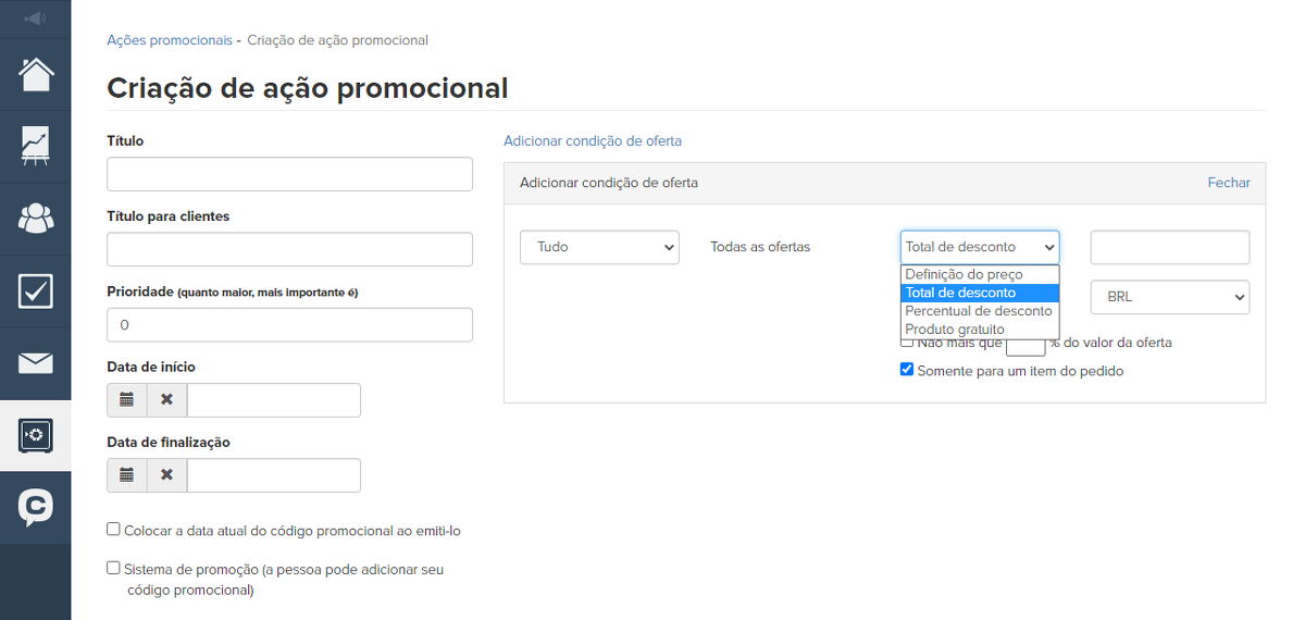 		<p>		Escolhendo o tipo de desconto	</p>	