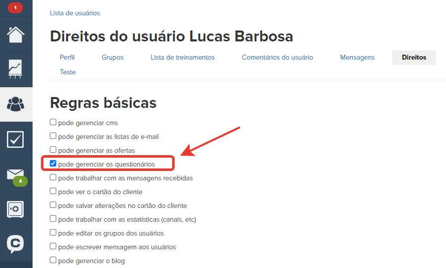 Право редактирования анкет и доступ к интерфейсу просмотра ответов