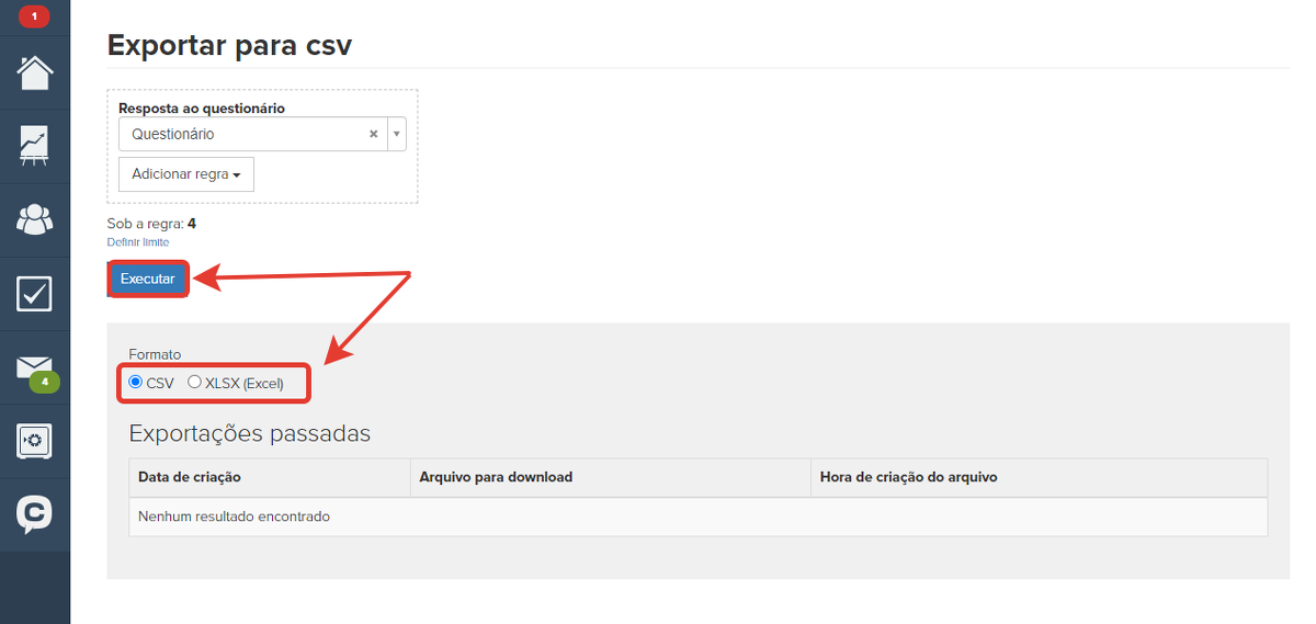 Выбор формата файла для экспорта