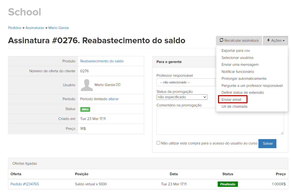 <p>Enviar mensagem do cartão de compra</p>